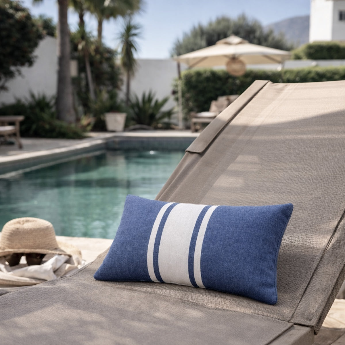 Beach Cushion - Cotton - Denim Blue - St Tropez