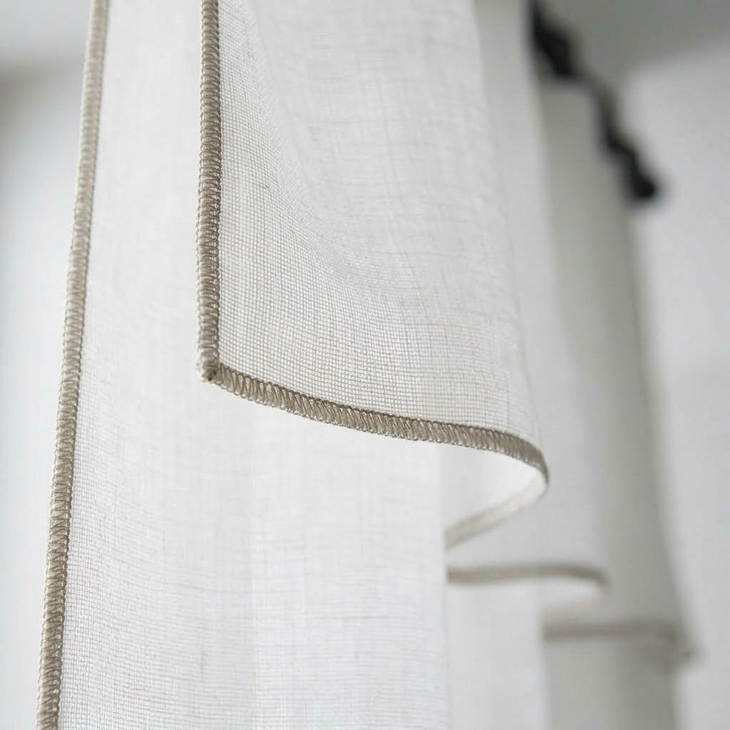 Bruma - Rod Pocket Curtain - Organic Cotton Voile - White/Greige