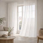Bruma - Rod Pocket Curtain - Organic Cotton Voile - White/Greige