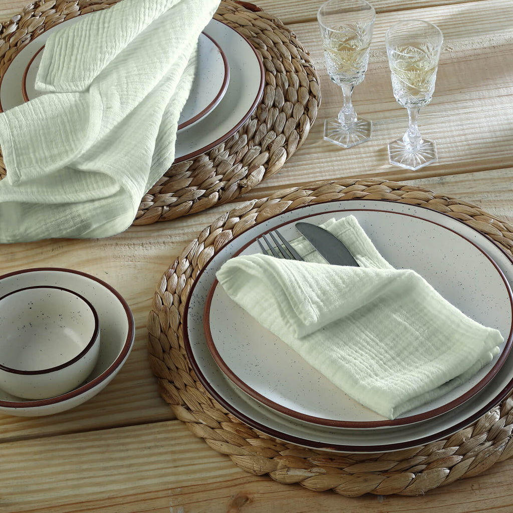 Alma - Lot De 4 Serviettes De Table - Vert Amande