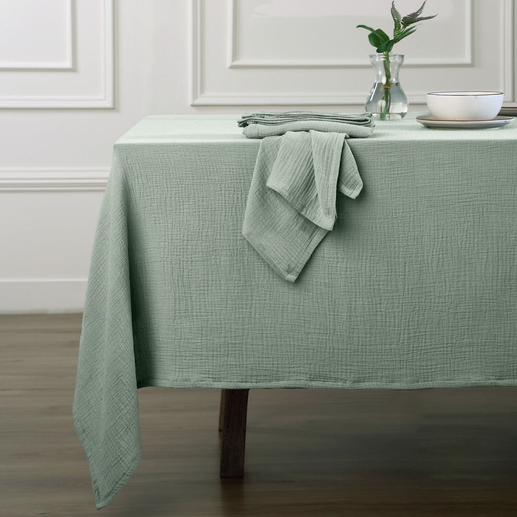 Alma - Nappe + 8 Serviettes - Vert Céladon