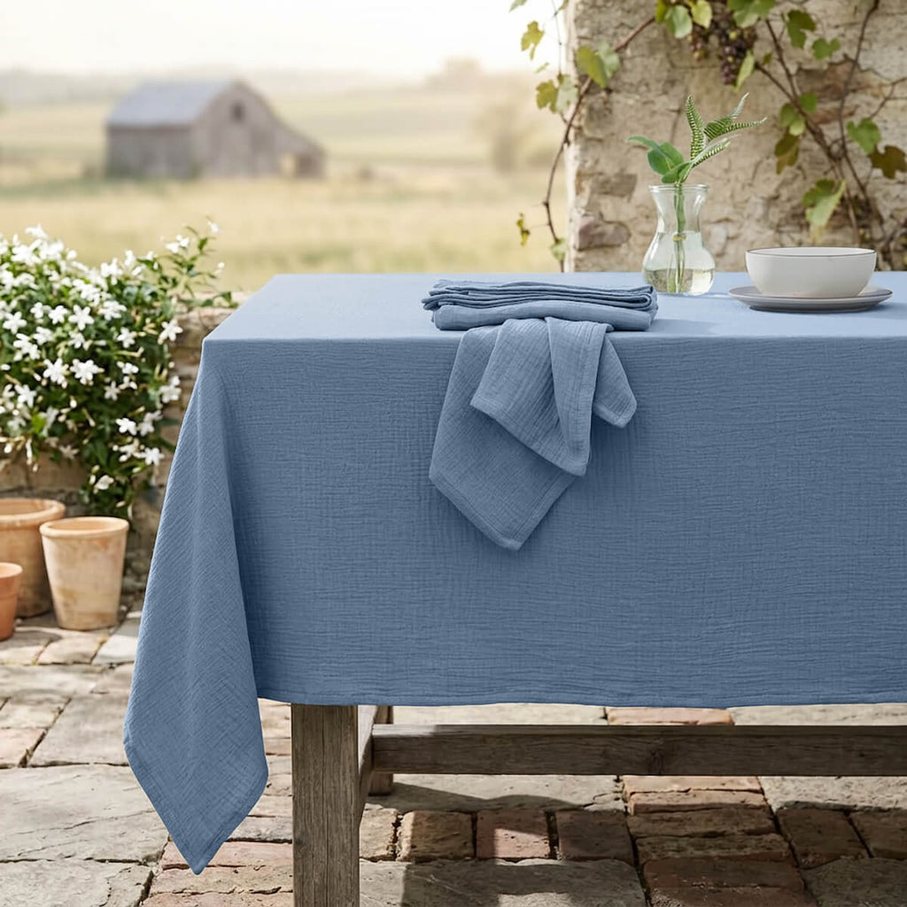 Alma - Nappe + 8 Serviettes - Bleu