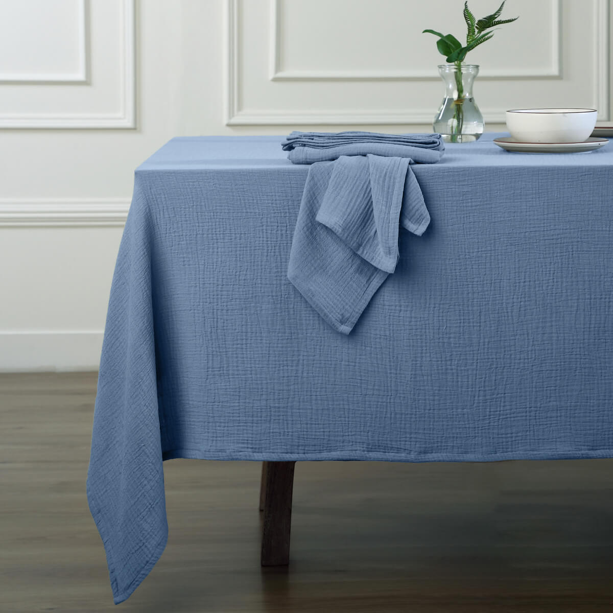 Alma - Nappe + 8 Serviettes - Bleu