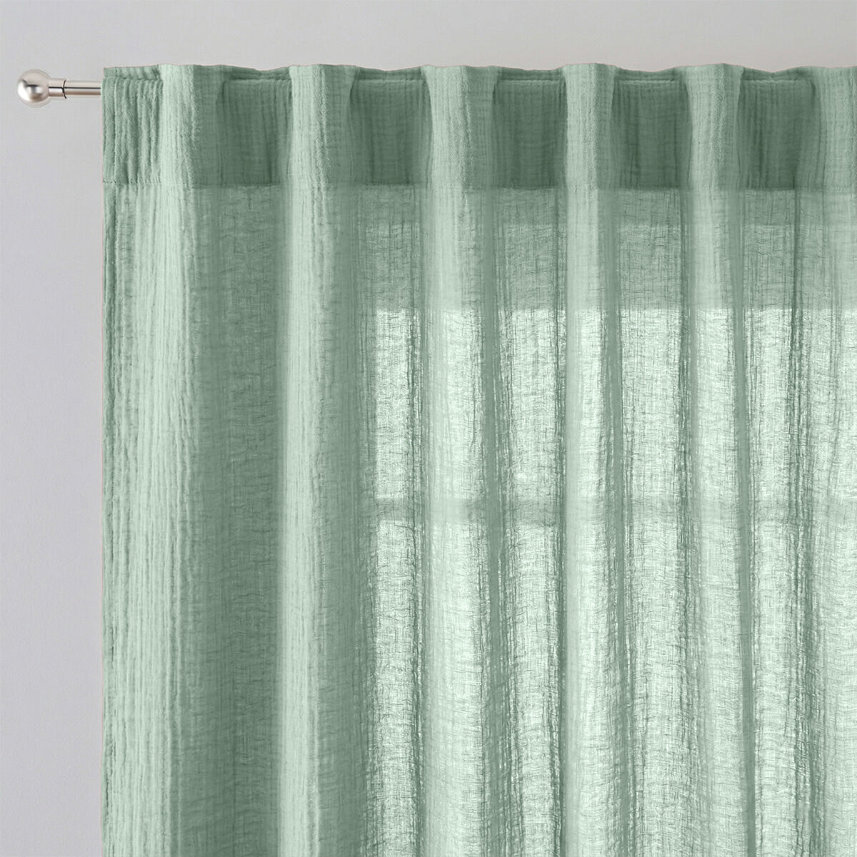 Alma - Cortina Con Trabillas - Gasa De Algodón - Verde Celadón