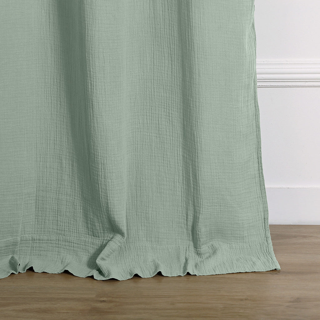 Alma - Cortina Con Trabillas - Gasa De Algodón - Verde Celadón