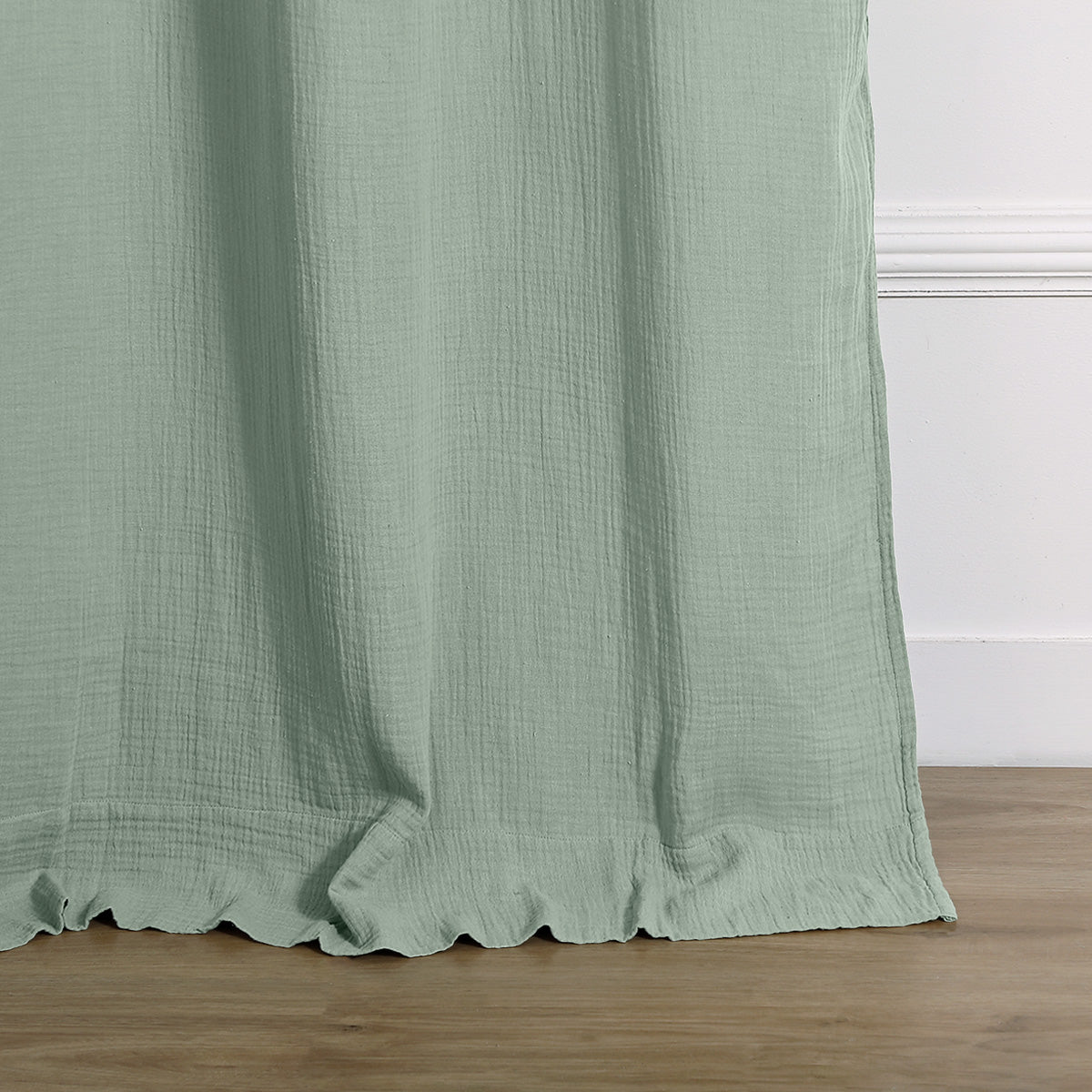 Alma - Cortina Con Trabillas - Gasa De Algodón - Verde Celadón