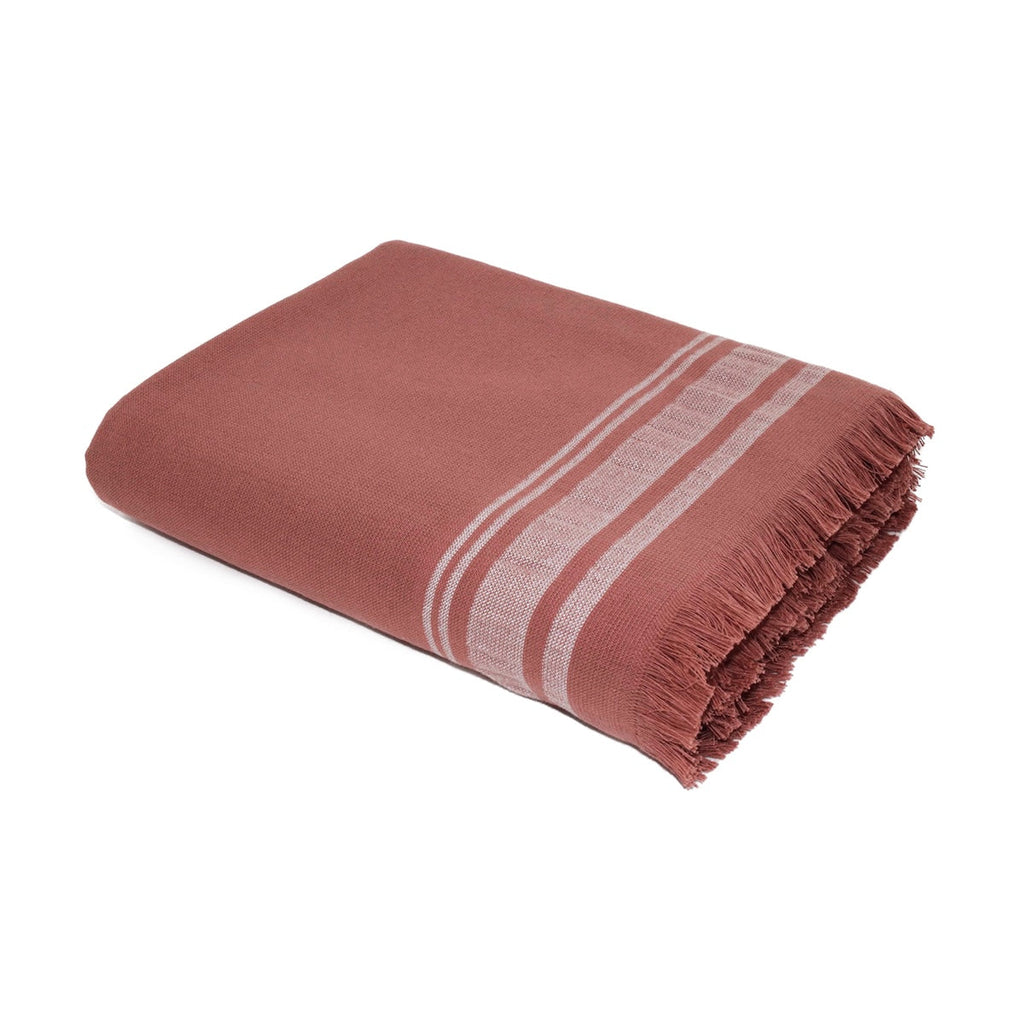 Fouta Éponge Coton 100X180 Faro Terracotta / Grège