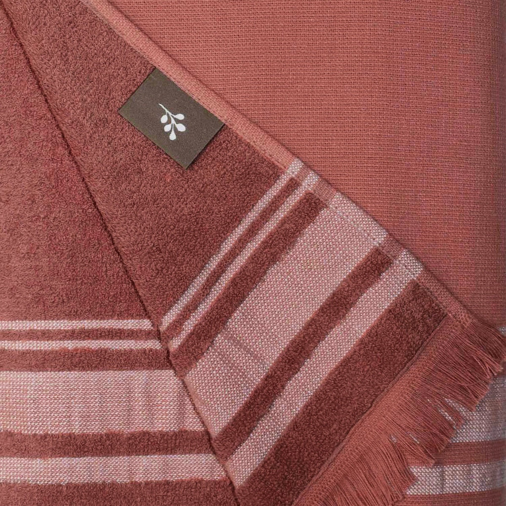 Fouta Éponge Coton 100X180 Faro Terracotta / Grège
