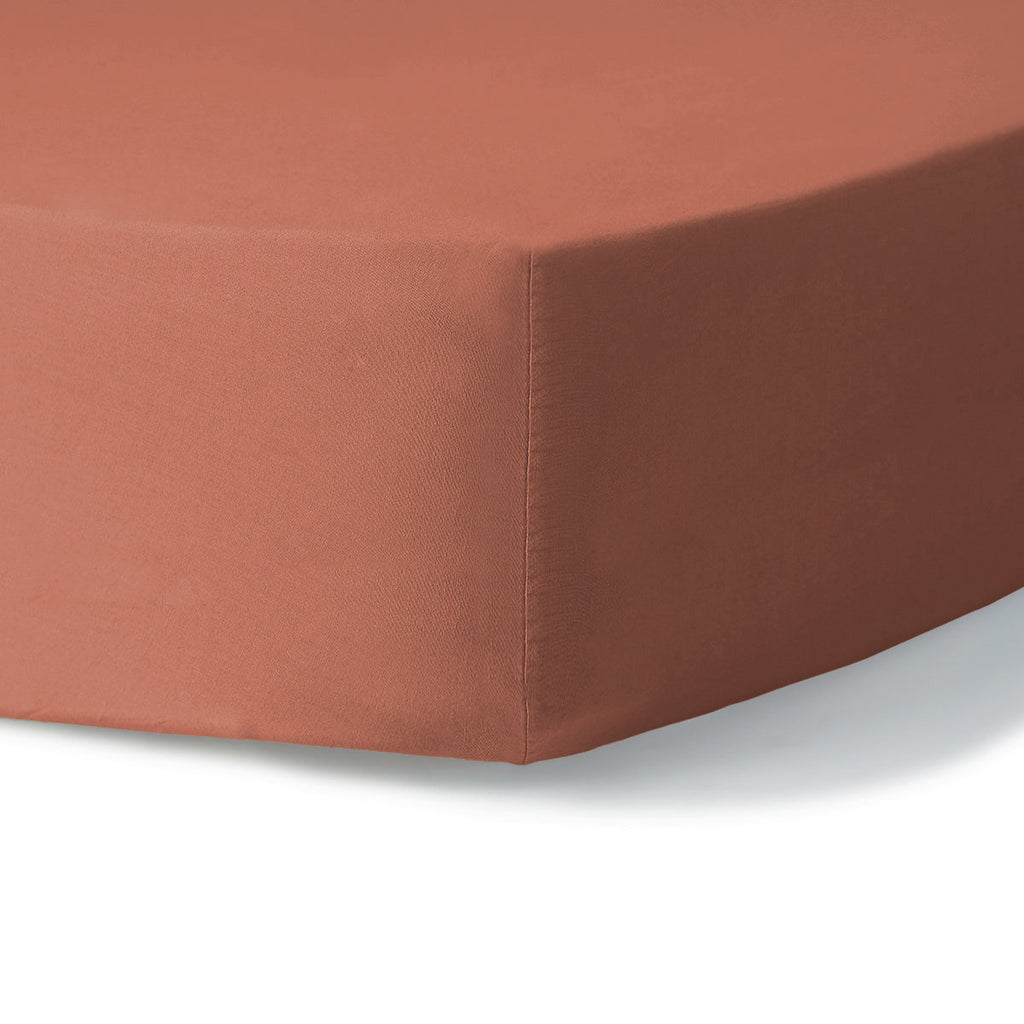 Luna - Fitted Sheet - Washed Cotton - Terracotta