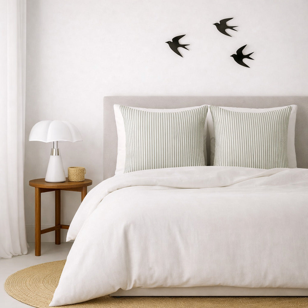 Lunar Mix - Bedding Set - Washed Cotton - White/Celadon Green