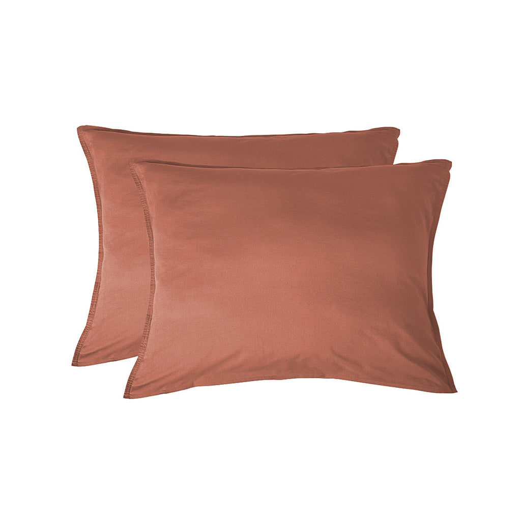 Luna - Funda De Almohada (X2) - Algodón Lavado - Terracota