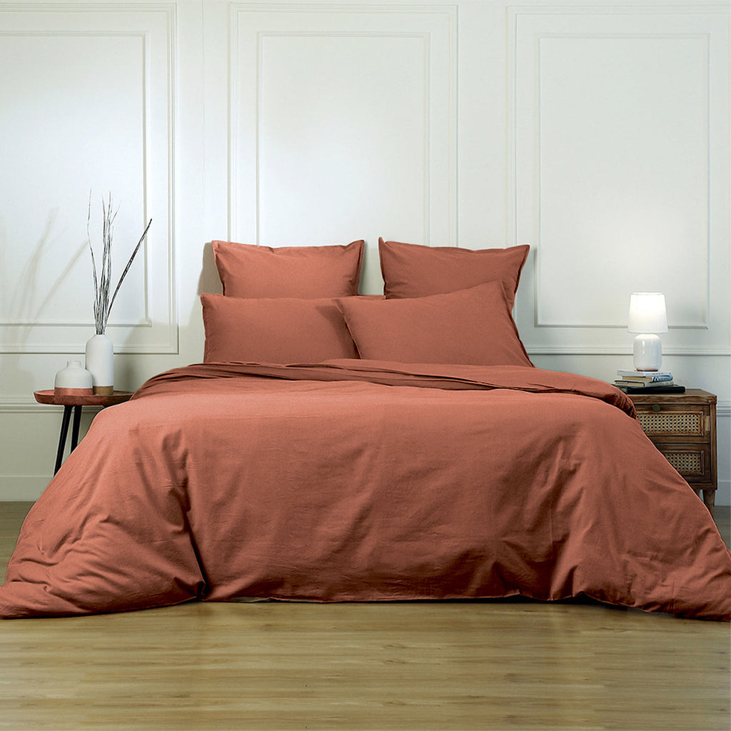Luna - Funda De Almohada (X2) - Algodón Lavado - Terracota