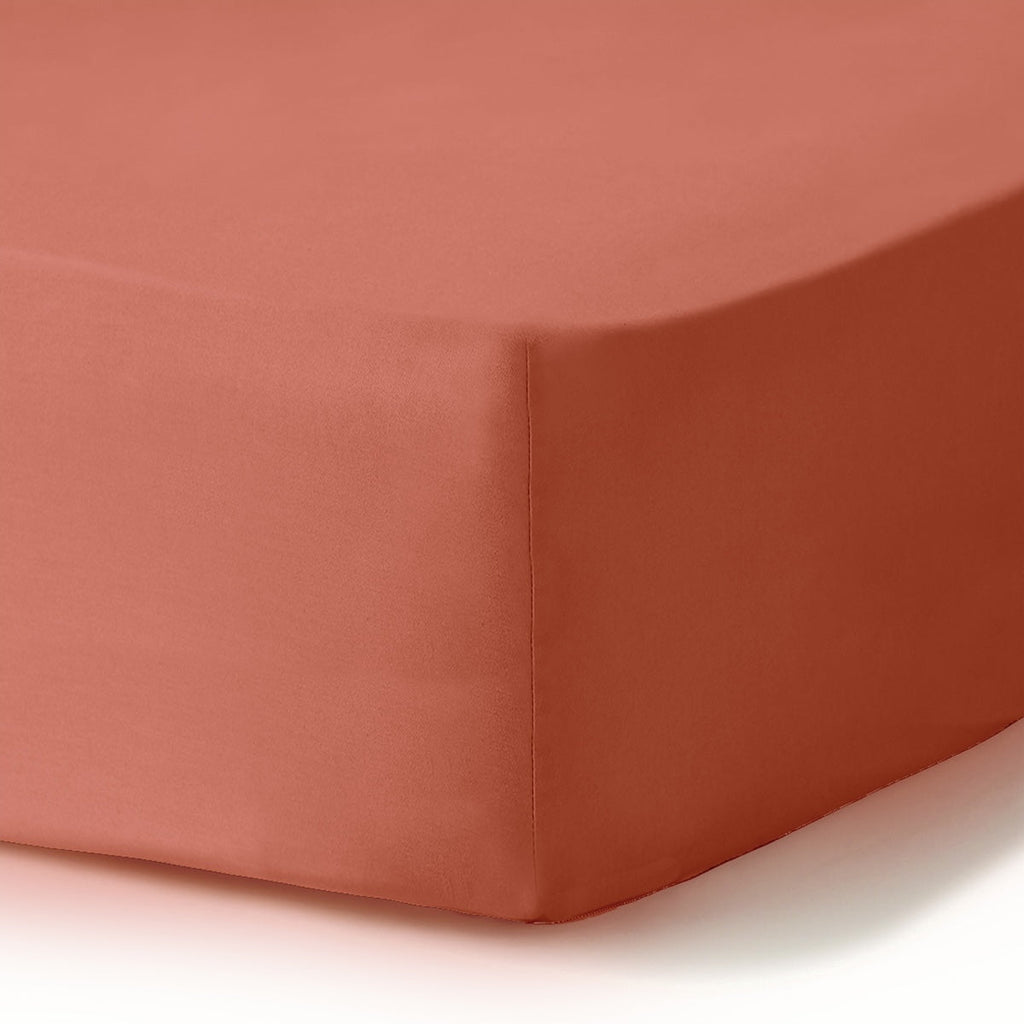 Gaia - Drap Housse - Satin Lavé De Coton Bio - Terracotta