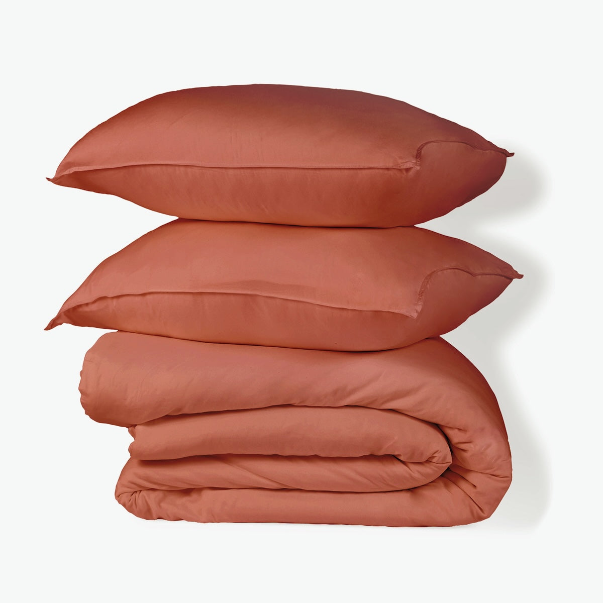Gaia - Parure + Taies - Satin Lavé De Coton Bio - Terracotta