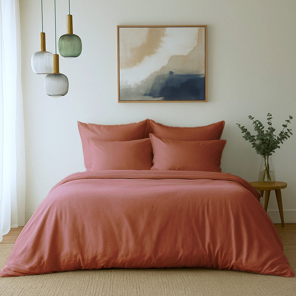 Gaia - Taie D'Oreiller (X2) - Satin Lavé De Coton Bio - Terracotta