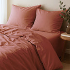 Gaia - Taie D'Oreiller (X2) - Satin Lavé De Coton Bio - Terracotta