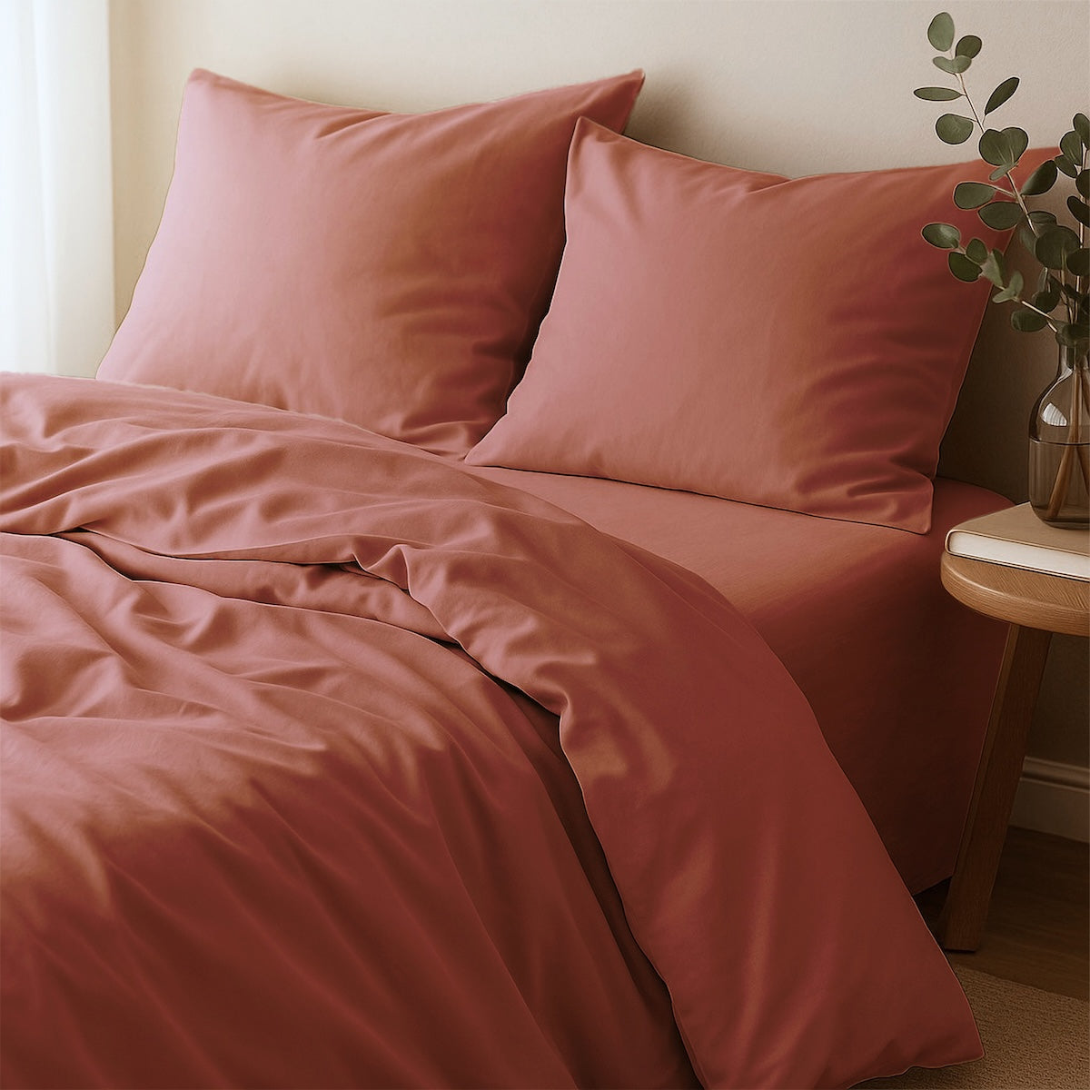 Gaia - Taie D'Oreiller (X2) - Satin Lavé De Coton Bio - Terracotta