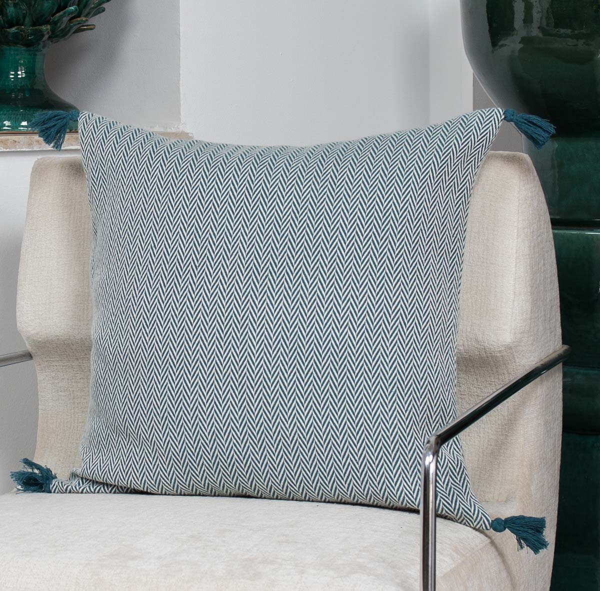 Megeve - Coussin - Coton - Bleu Pétrole
