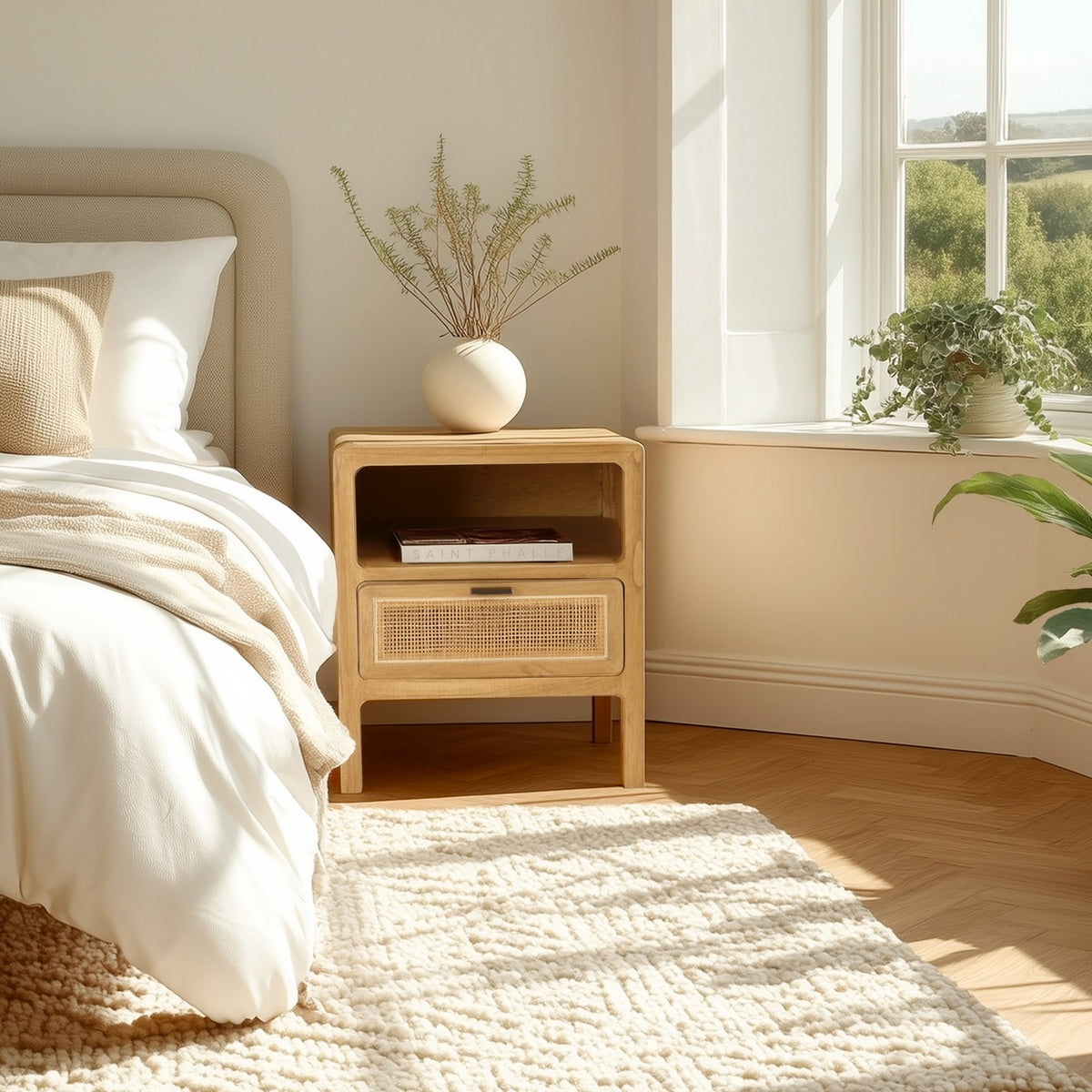 Amy - Bedside Table - Light Wood