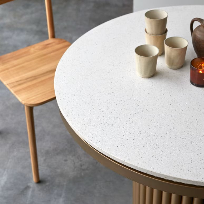 Isaure - Table Ronde 4-6 Pers. - Terrazzo - Blanc