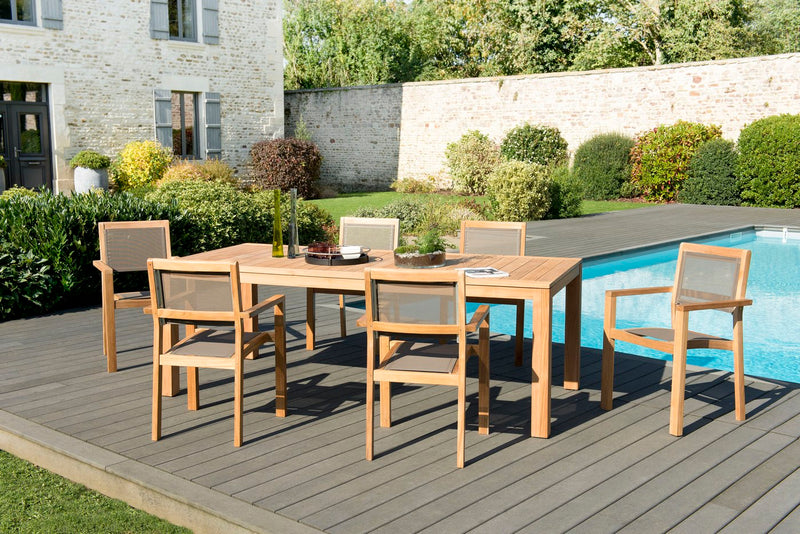 Kim - Salon De Jardin - Teck - Taupe/Marron