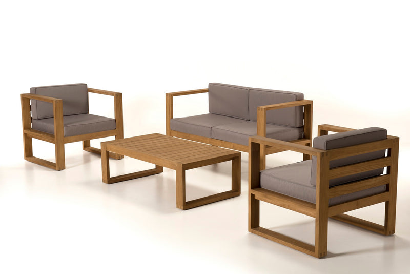 Kim - Salon De Jardin - Teck - Taupe/Marron