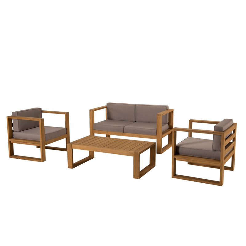 Kim - Salon De Jardin - Teck - Taupe/Marron