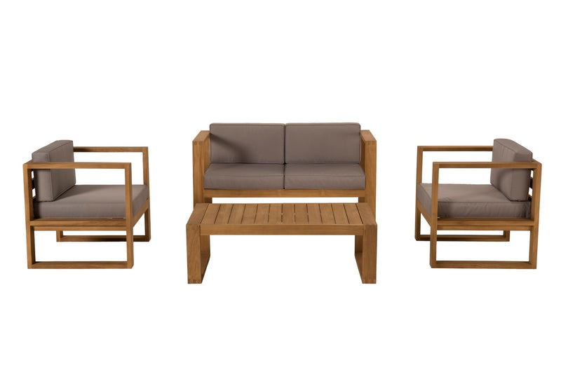 Kim - Salon De Jardin - Teck - Taupe/Marron