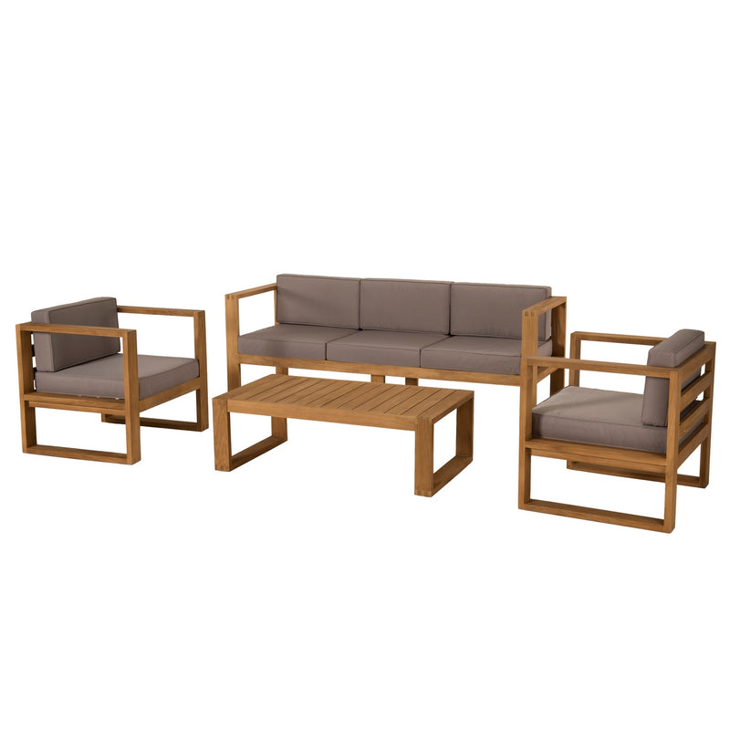 Kim - Salon De Jardin - Teck - Taupe/Marron