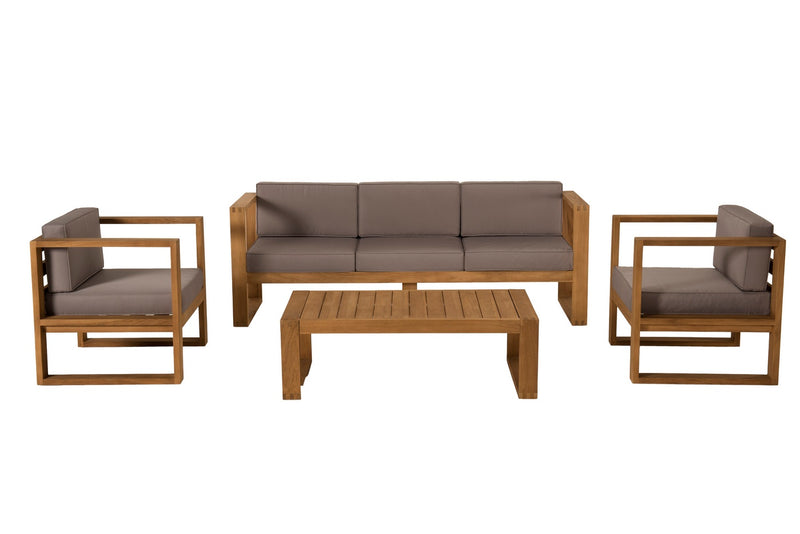 Kim - Salon De Jardin - Teck - Taupe/Marron