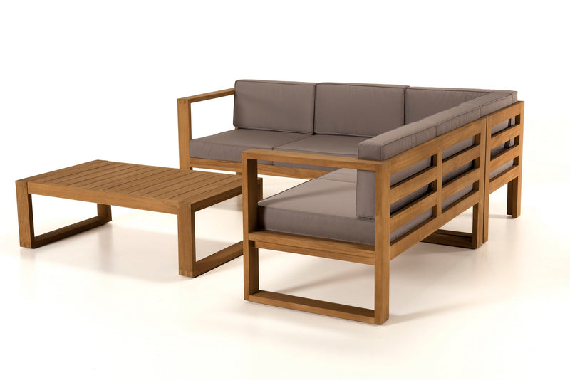 Kim - Salon De Jardin - Teck - Taupe/Marron