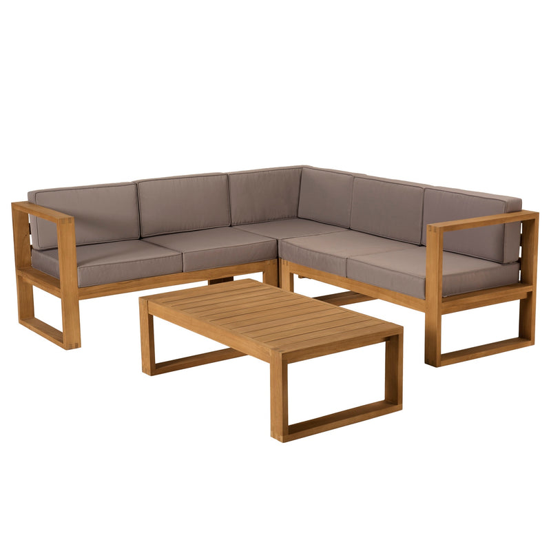 Kim - Salon De Jardin - Teck - Taupe/Marron