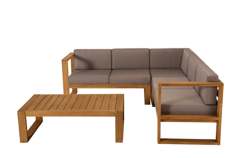 Kim - Salon De Jardin - Teck - Taupe/Marron