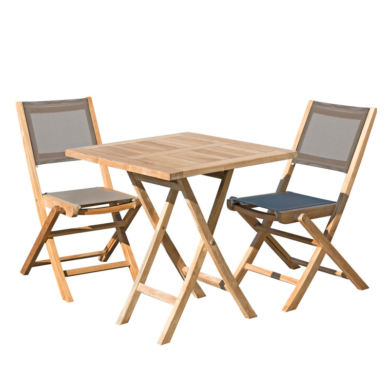 Fun - Salon De Jardin - Teck - Taupe/Marron