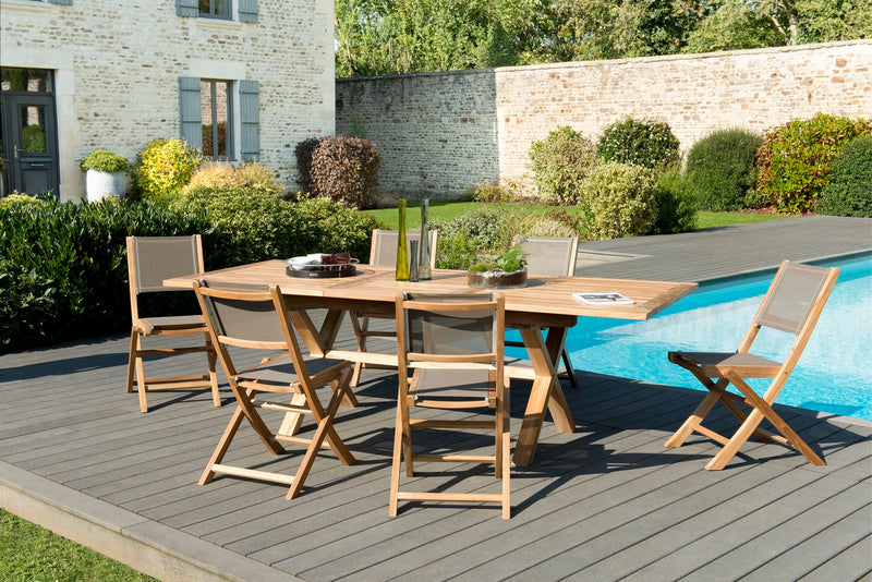 Fun - Salon De Jardin - Teck - Taupe/Marron