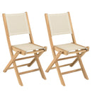 Fun - Lot De 2 Chaises Jardin - Teck/Textilène - Marron/Beige