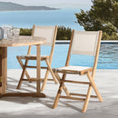 Fun - Lot De 2 Chaises Jardin - Teck/Textilène - Marron/Beige
