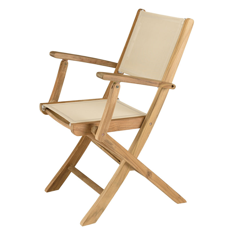 Fun - Lot De 2 Fauteuils Jardin - Teck/Textilène - Marron/Beige