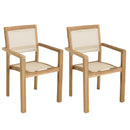 Fun - Lot De 2 Fauteuils Jardin - Teck/Textilène - Marron/Beige