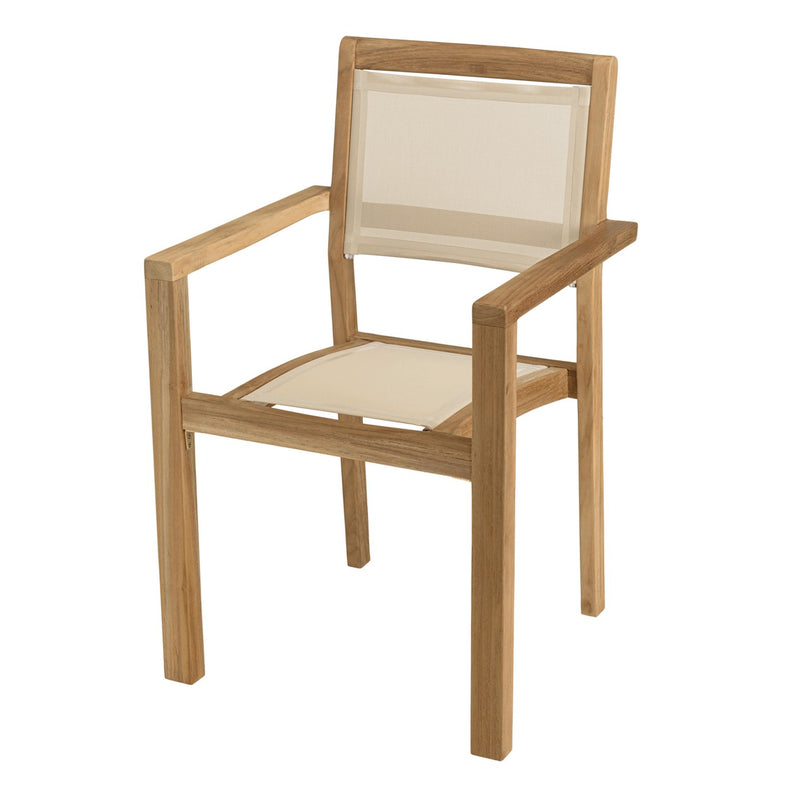 Fun - Lot De 2 Fauteuils Jardin - Teck/Textilène - Marron/Beige