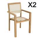 Fun - Lot De 2 Fauteuils Jardin - Teck/Textilène - Marron/Beige