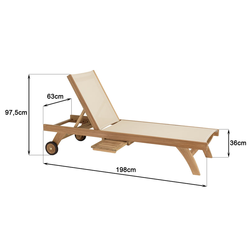 Fun - Bain De Soleil - Teck/Textilène - Marron/Beige