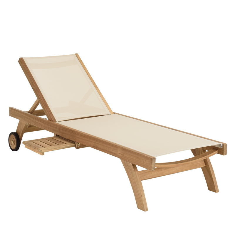 Fun - Bain De Soleil - Teck/Textilène - Marron/Beige