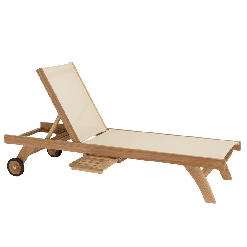 Fun - Bain De Soleil - Teck/Textilène - Marron/Beige