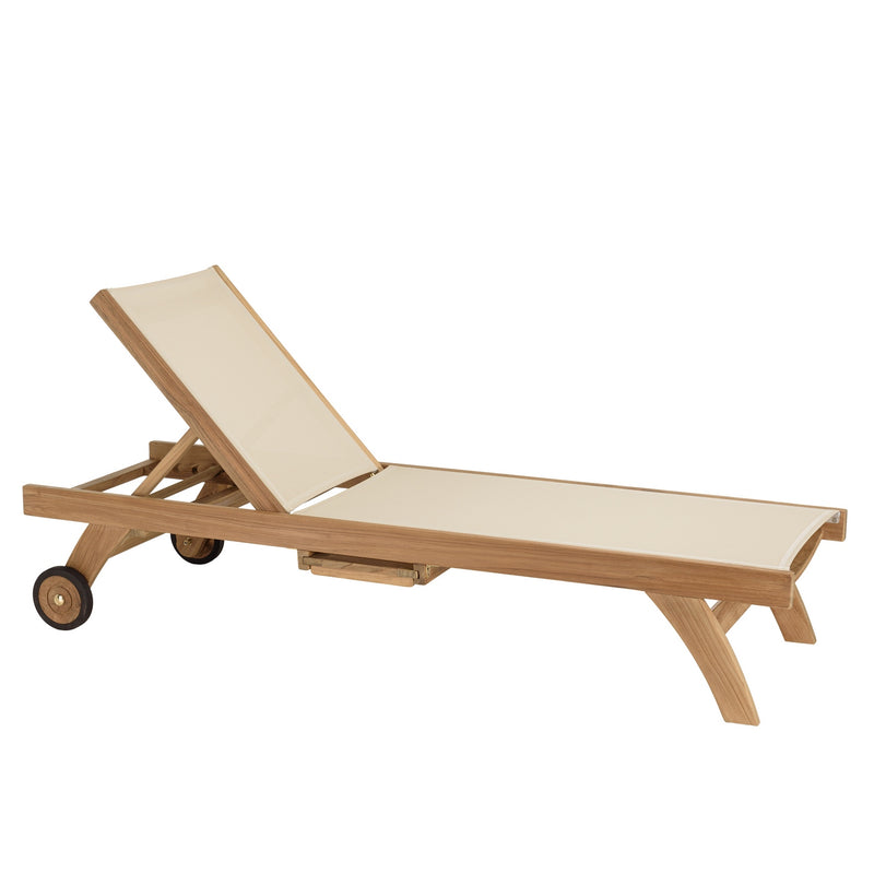 Fun - Bain De Soleil - Teck/Textilène - Marron/Beige