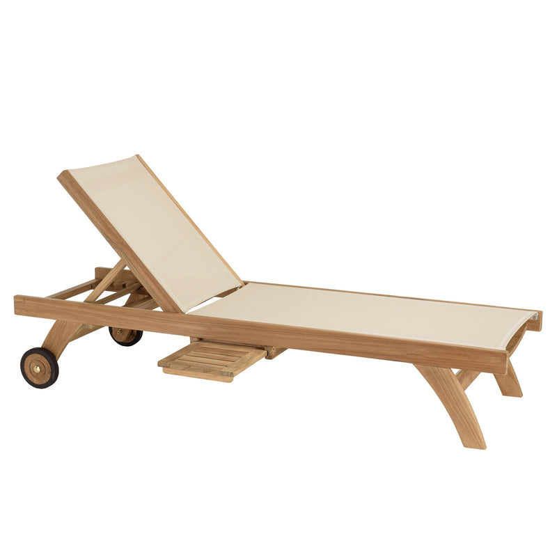 Fun - Bain De Soleil - Teck/Textilène - Marron/Beige