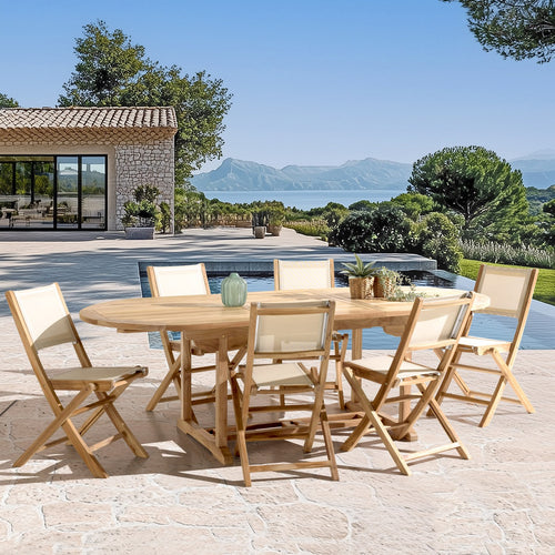 Fun - Garden Furniture for 8/10 People - Beige/Brown