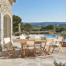 Fun - Salon De Jardin - Teck/Textilène - Beige/Marron