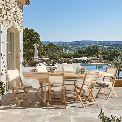 Fun - Garden Furniture for 8/10 People - Beige/Brown