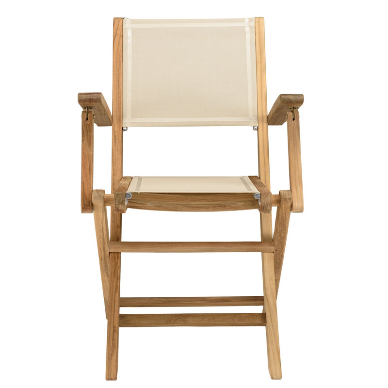 Fun - Salon De Jardin - Teck/Textilène - Beige/Marron